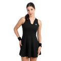 Crew V-Neck Kleid Damen-schwarz