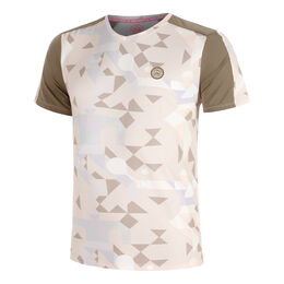 Paris 2025 V-Neck T-Shirt Men-Beige,Brown