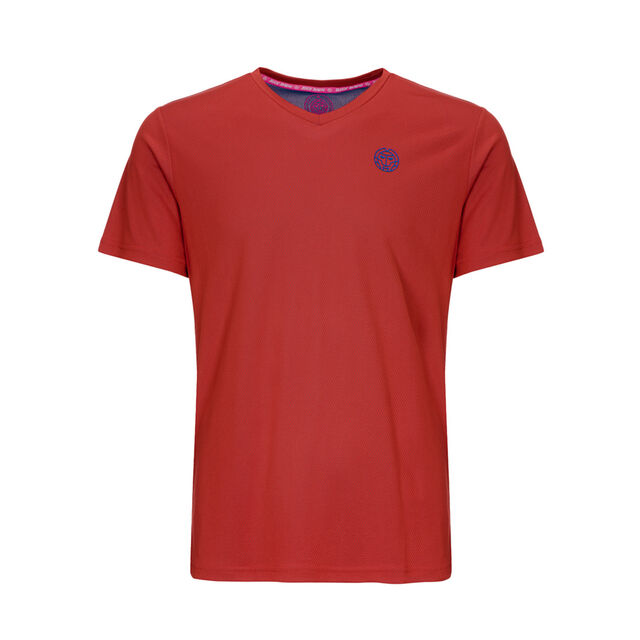 Evin Tech Round-Neck Tee - dark red/ blue