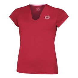 Bubble V-Neck T-Shirt Women-Red