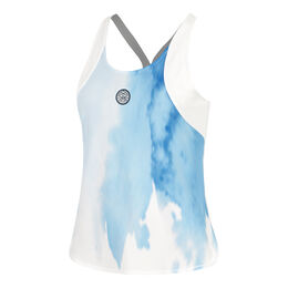 Watercolour Tank Top Women-White,Blue